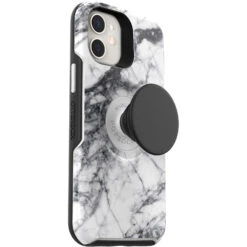 Coque IPhone 12 Pro Max Otter + Pop Symmetry Series White Marble (White / Black Graphic) -Magasin D'Accessoires Mobiles apl84 iphl20 whitemarble 2